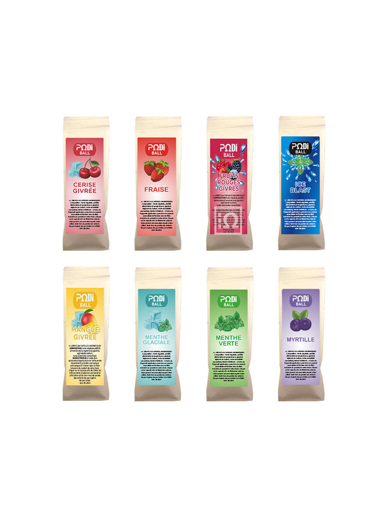 Podiball - Capsules Aromatiques - Sachet De 200 Billes (Cartouche de 10 sachets) Podiball - Capsules Aromatiques - Sachet De 200 Billes (Cartouche de 10 sachets)