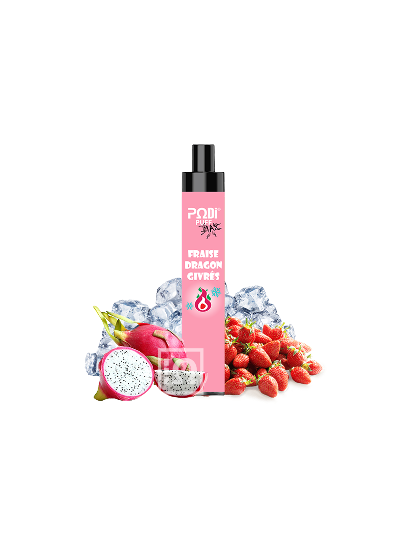 Podipuff Max 1500 - Fraise Dragon Givrés (Cartouche de 10 pièces)